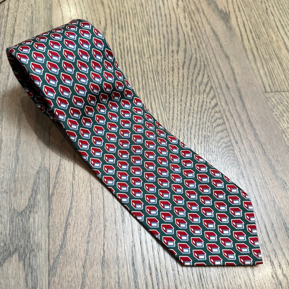 Polo Ralph‎ Lauren Necktie, Men's, Geometric, Red, Green, Preppy, Classic